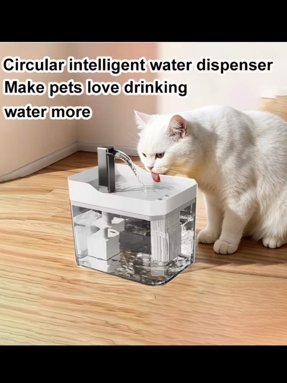 Silent Acrylic NIB Pet Fountain Water Dispenser - Transparent Grey - Picture 3 of 4